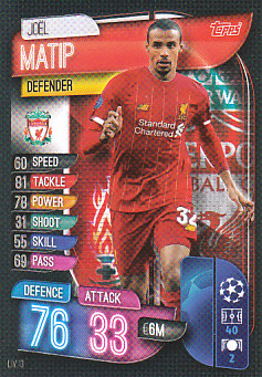 Joel Matip Liverpool 2019/20 Topps Match Attax CL #LIV13